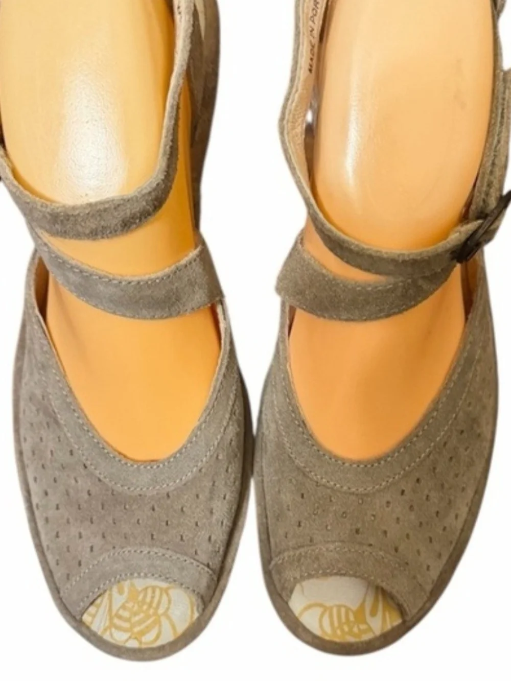 Fly London  Taupe Suede Ankle-Strap Wedge Sandal